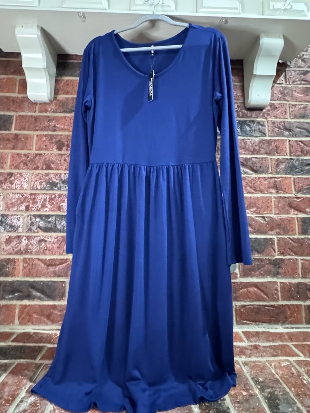 NWT Long Sleeve Royal Blue Midi Dress Sz XL Pockets